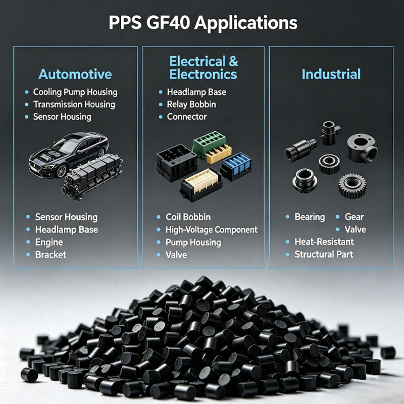 Chemicky odolný modifikovaný plast PPS GF40 pro automobilový průmysl